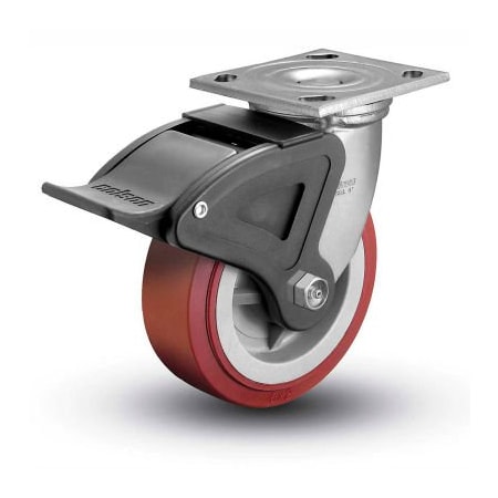 ¬Æ 4 Series Swivel Plate Caster Polyurethane With Brake 4 Dia. 600 Lb.